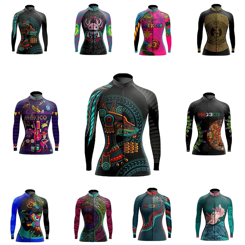 Autumn Women\'s Bicycle Long Sleeve Road Bicycle UV Protection Cycling Suit Spring Bicycle Competition Professional Team Jersey