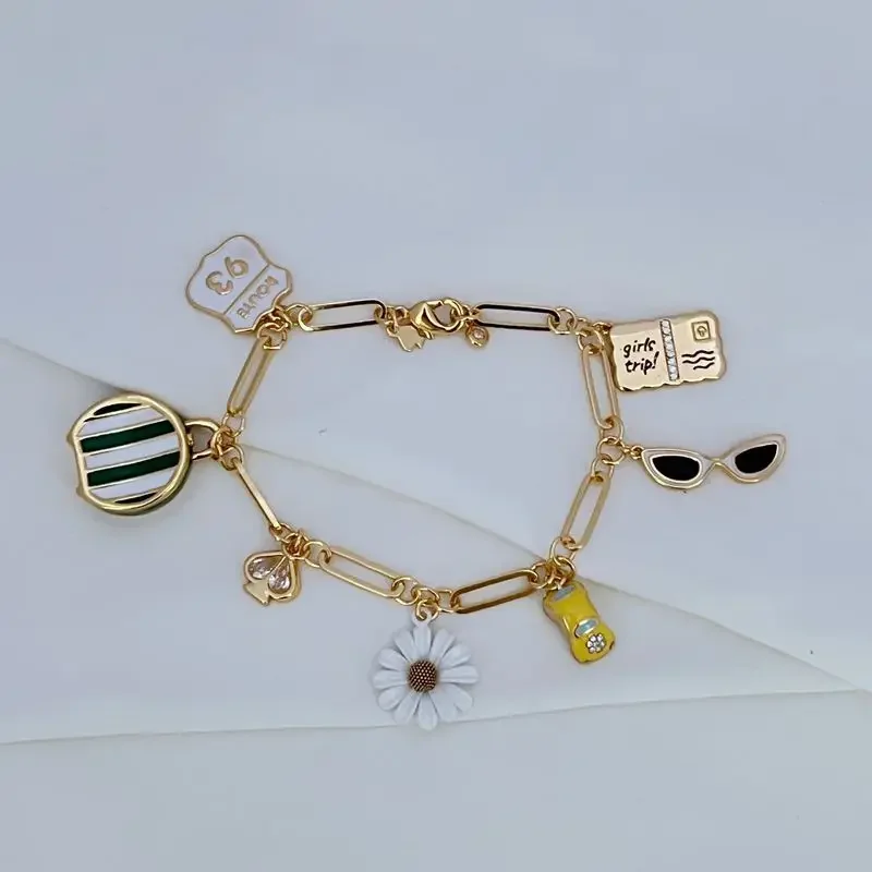 

KS European and American Fashion Chrysanthemum Three-dimensional Love Glasses Car Multi-drop Bracelet