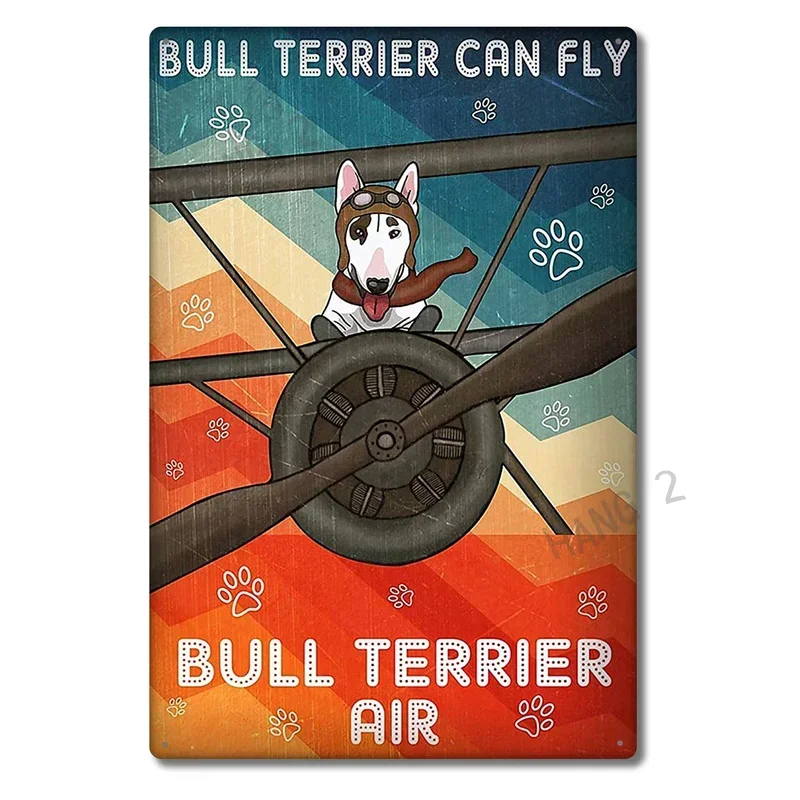 Funny Bull Terrier Dog Pet Bath Soap House Vintage Plaque Poster Tin Sign Wall Decor Hanging Metal Decoration 8x12 Inch