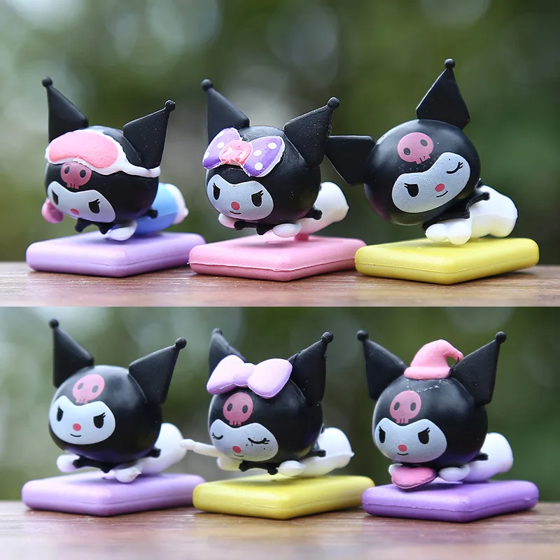 12 unids/set Sanrio Kawaii dibujos animados Kuromi Cinnamoroll muñeca coleccionable adornos de decoración juguete para niños Mini modelo regalo de cumpleaños