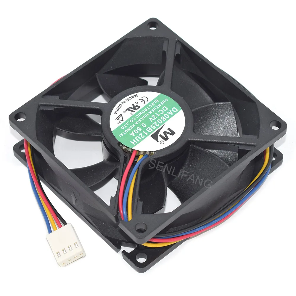 DA08025B12UH enfriador PMW de 80MM, ventilador de refrigeración de fuente de alimentación de 4 cables, 80x80x25MM, DC12V, 0.50A, nuevo