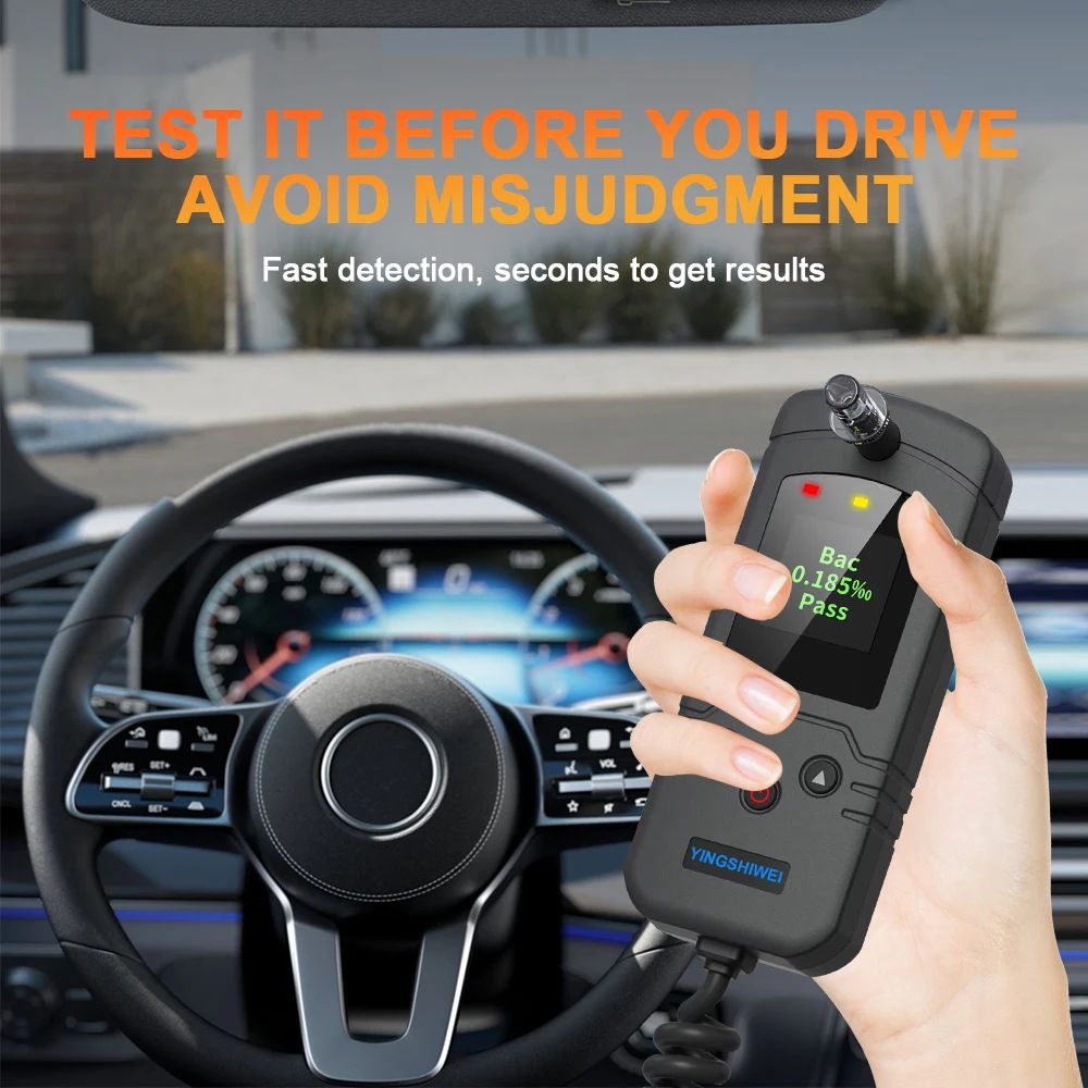 Driver Personal test Breathalyzer ปลอดภัยขับรถไฟฟ้าเคมีเซนเซอร์ปรับจุดปลุกควบคุมรถเริ่มต้นเครื่องทดสอบแอลกอฮอล์