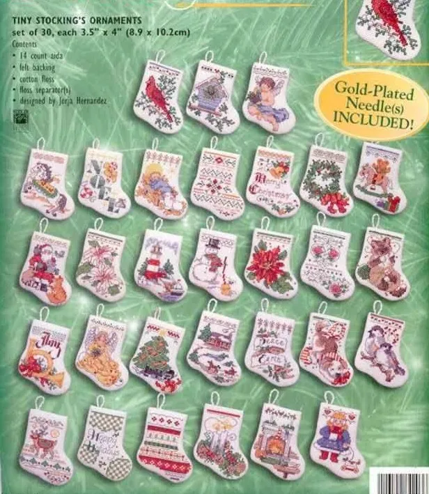 14/16/18/28 Counted Cross Stitch Kit Tiny Stocking Ornament Christmas Ornaments, 30 pcs stockings bucilla 84293