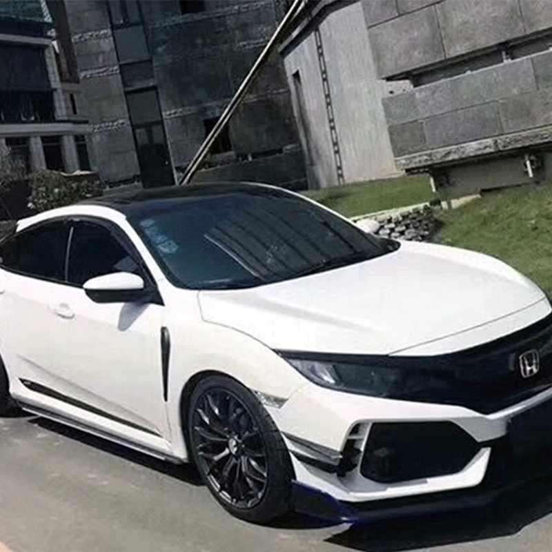 Car Front Bumper Lip Splitter Fin Air Knife Auto Body Kit For Honda Civic 10TH Type-R 2019-2021