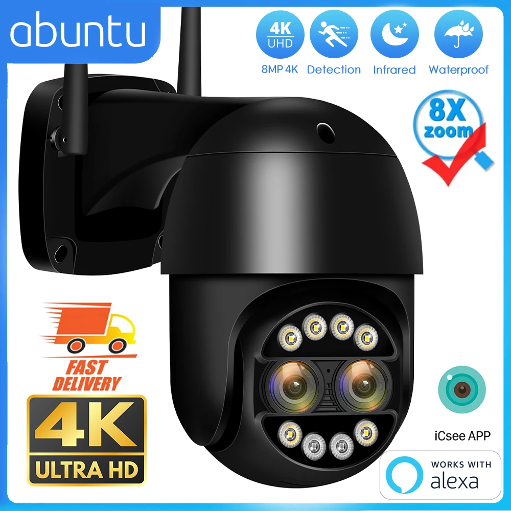 

4K 8MP Wifi Camera Outdoor 8X Zoom Wireless Sureveillance Camera Human Detection Auto Tracking CCTV Security Camera H.265 ICSEE