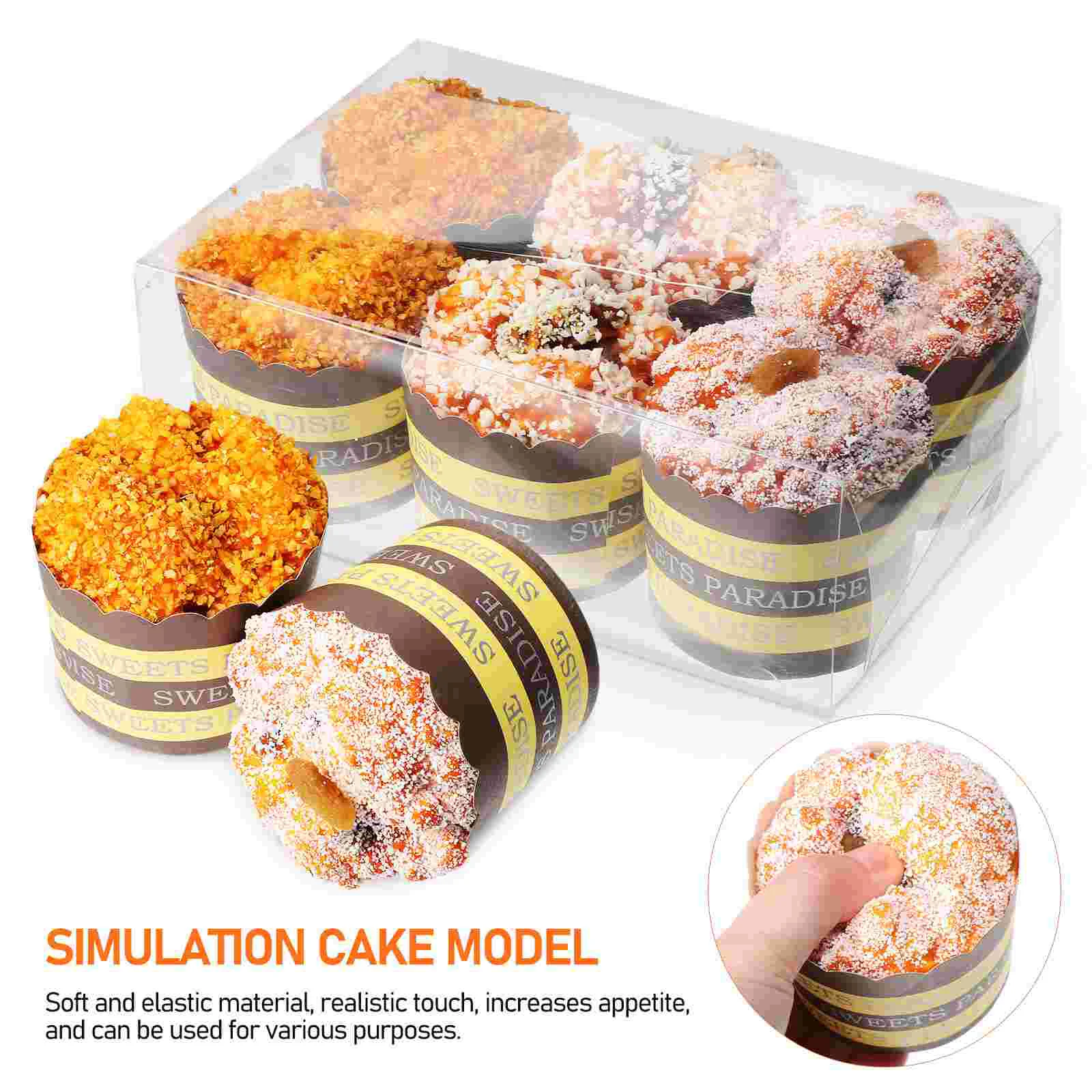 6 Pcs Simulation Cupcake Model Artificial Dessert Delicate Models Home Decors Tabletop Fridge Magnet Bread Shop Accessory