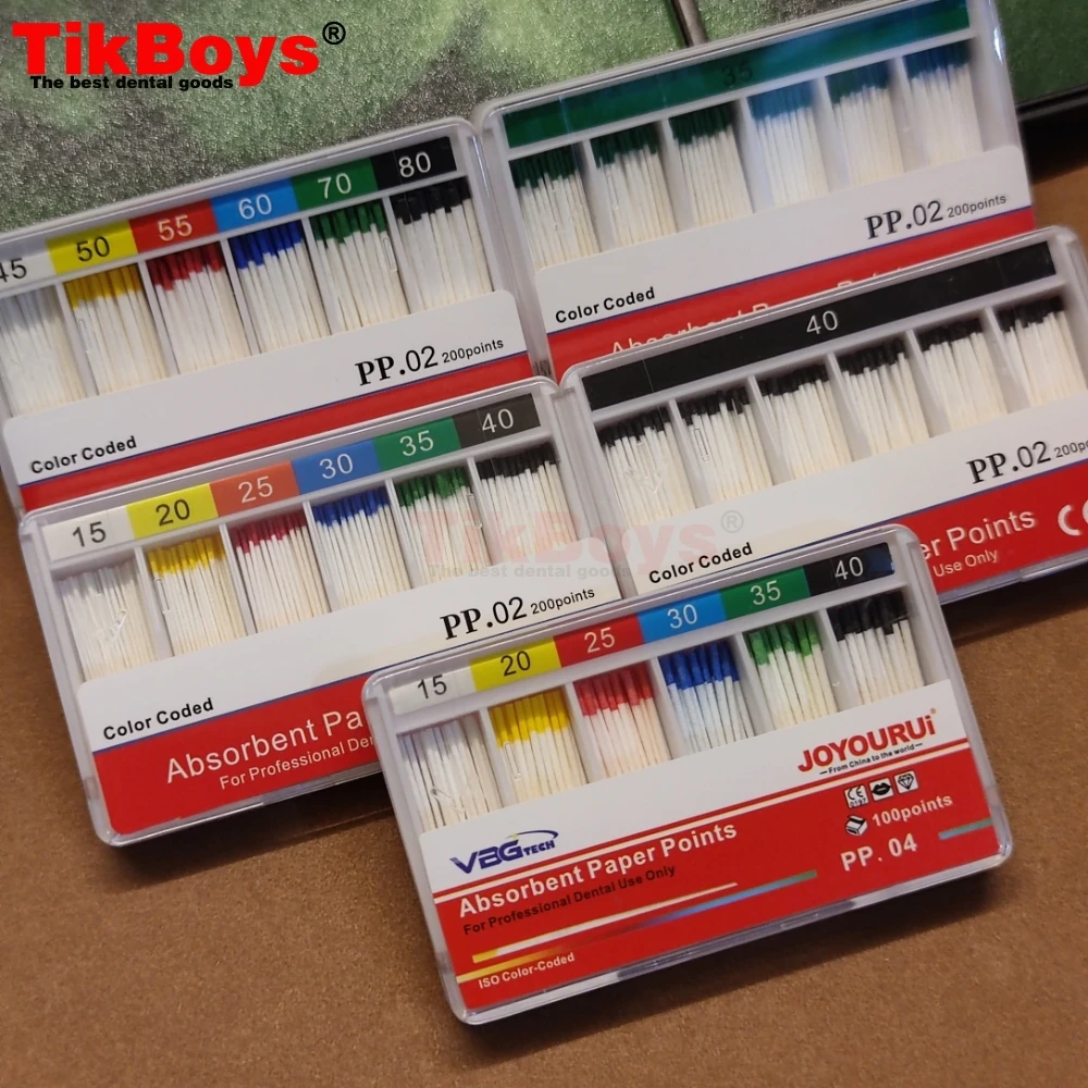 Dental PP02 15# 20# Absorbent Paper Points Root Cancel Endodontics Cotton Fiber Tips Dental Matirial PP04 PP06 Carillas Dentales