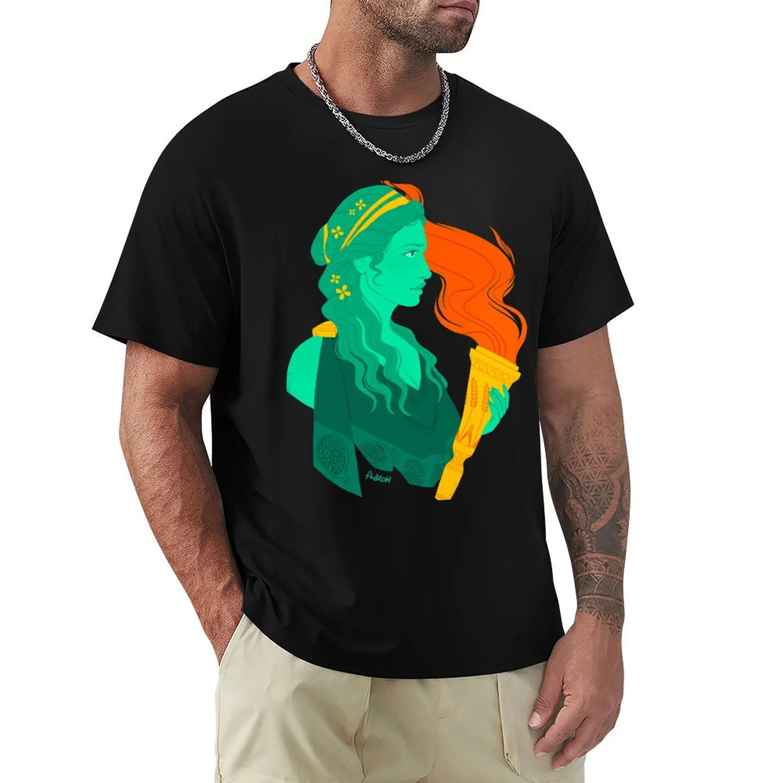 Proserpina/Persephone Bust T-Shirt Basic Short Sleeve Cotton Blend T-Shirt