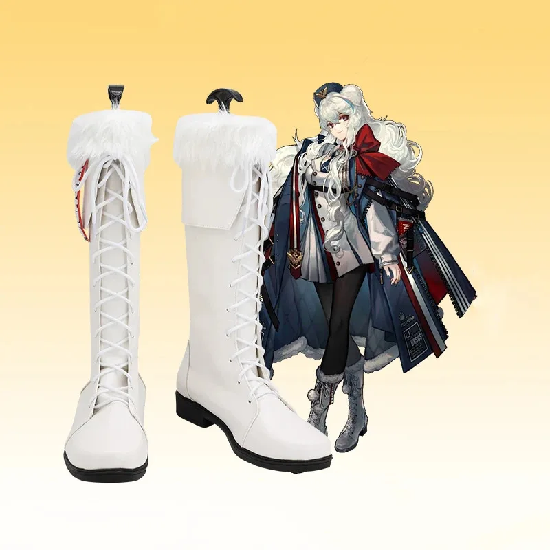

NewGame Arknights Poca, белые туфли для косплея, длинные сапоги из искусственной кожи, женские и мужские, Хэллоуин, карнавал, вечерние, реквизит для ролевых игр, на заказ Mad