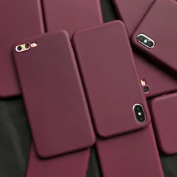 Wine Red Matte Phone Case For iphone 12 11 13 Pro XS Max XR X 8 7 6S 6 Plus SE 2020 13 mini Silicone Cases Soft TPU Back Cover