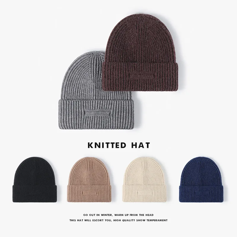 

Fashion Men Windproof Jacquard Knitted Hat Outdoor Boys Girls Warm Thickened Brimless Cold Hat Women Sports Wool Hat Gorros