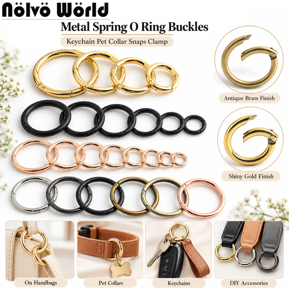 30PCS Inner Size:10-50mm Open Metal O Ring Spring Clasps For Keychain Bag Clips Hook Pets Chain Buckles Connector Accessories