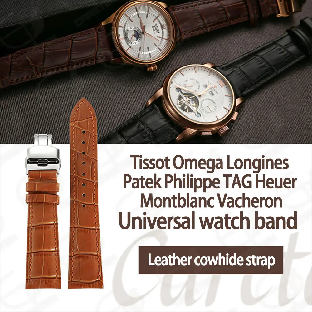 For Tissot Omega Longines Patek Philippe TAG Heuer Montblanc Vacheron Constantin Crocodile Watch Strap 20/22/24mm vacheron strap