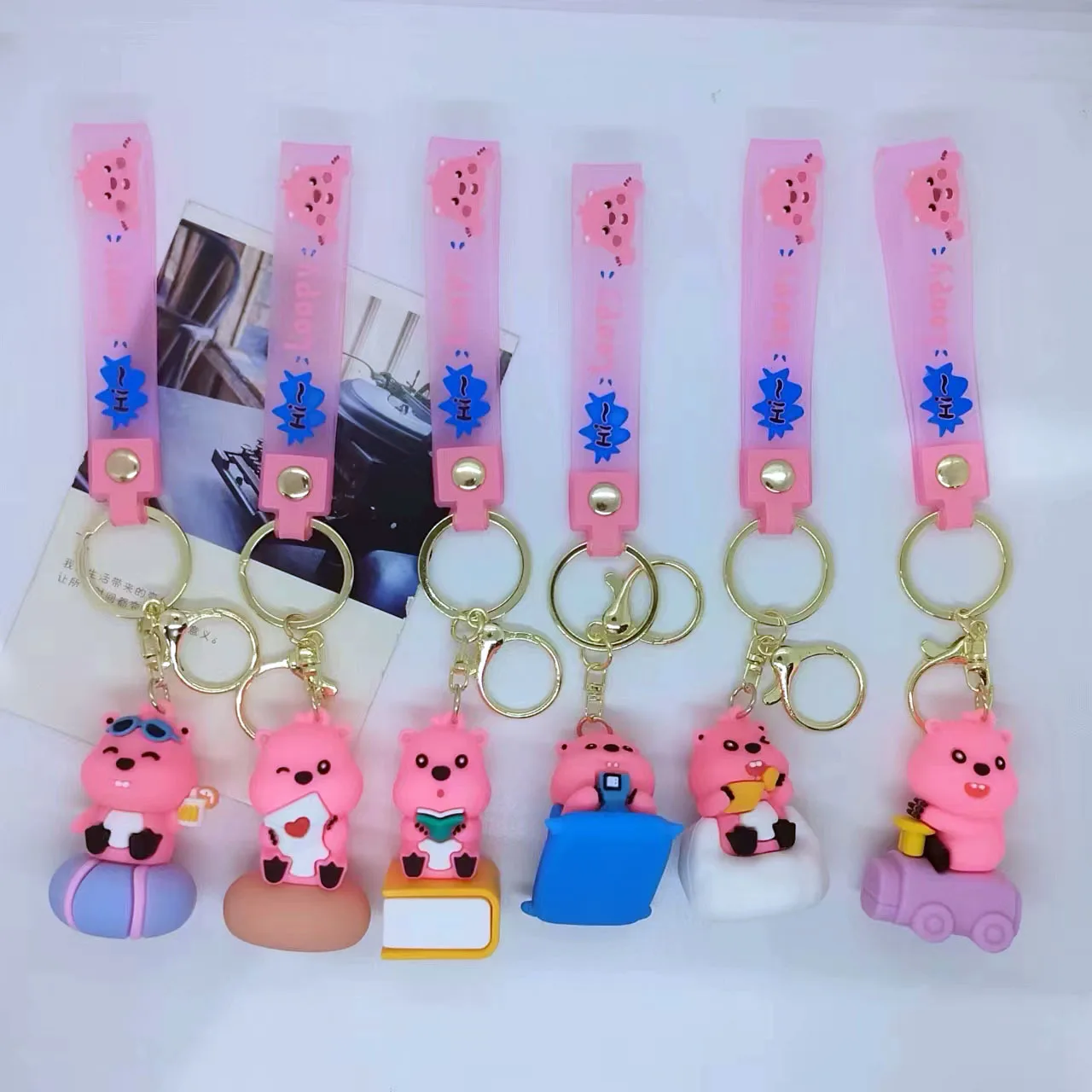 

Creative Cartoon Doll Sports Beaver Keychain Bag Car Keychain Accessories Gift Wholesale Kawaii Cute Personalized Gifts Fashion