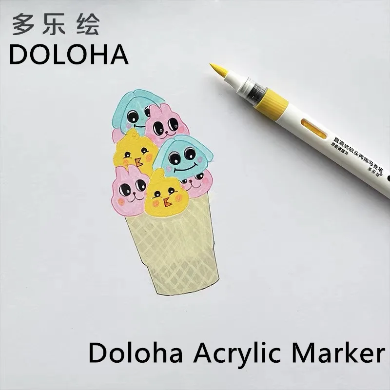 DOLOHA Acrylic Marker Pen Doloha Direct Liquid Soft Head Mech Model Specific Paint Color Water-Based Complementary 96 84 Color