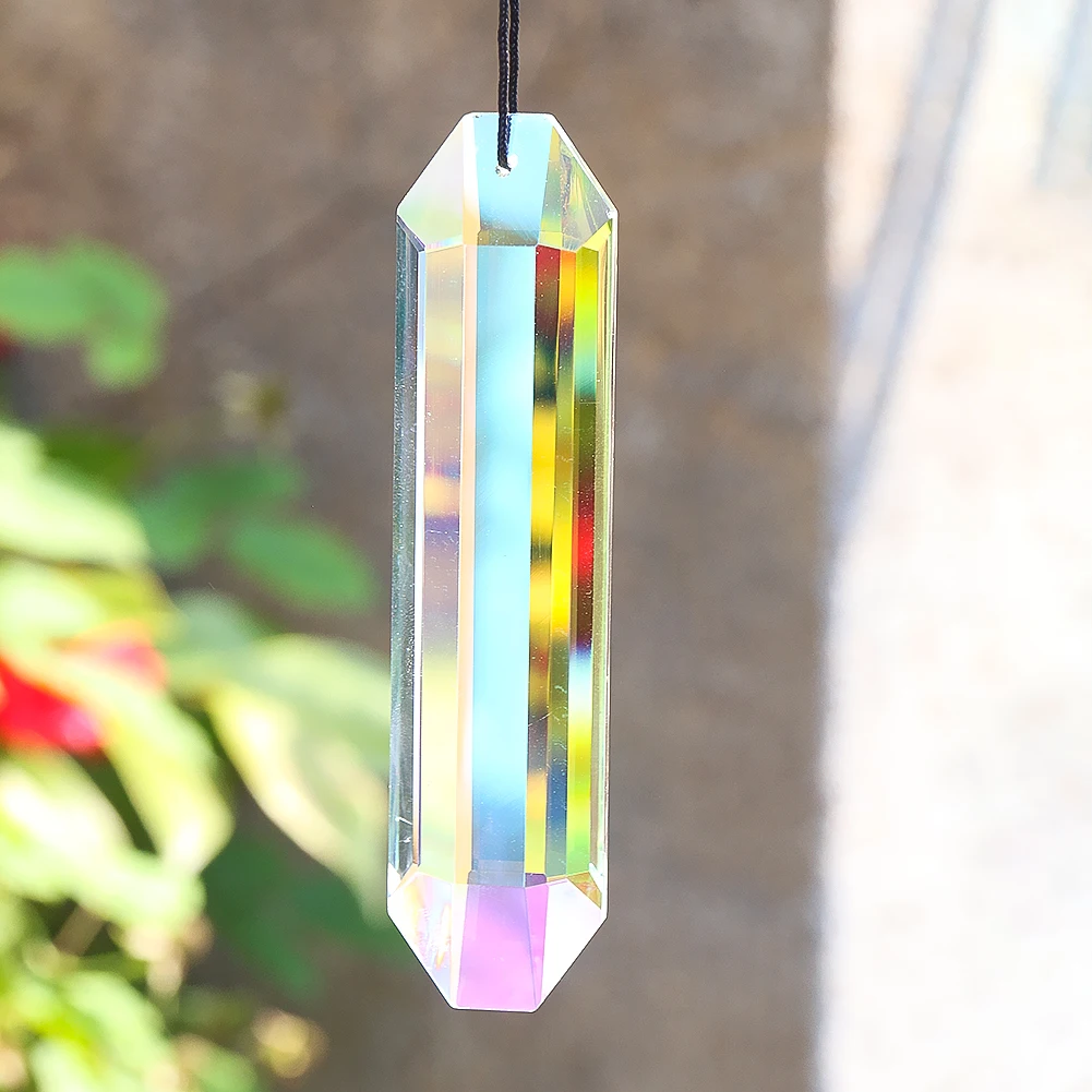 120mm Pillar Crystal Suncatcher Prism Hanging Chandelier Parts AB Color Brilliant Faceted Glass Pendant Car Charms Rainbow Maker