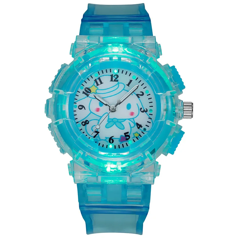 ساعة سانريو كورومي سينامورول للأطفال بنمط Led فلاش متوهج للأطفال ساعات ألعاب عصرية كوارتز ساعة يد هدايا عيد الميلاد