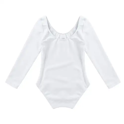 Kids Girls Long Sleeve Ballet Leotards Dance Costume Warm Solid Color Gymnastics Workout Training Bodysuit Dancer Wear - Image 10