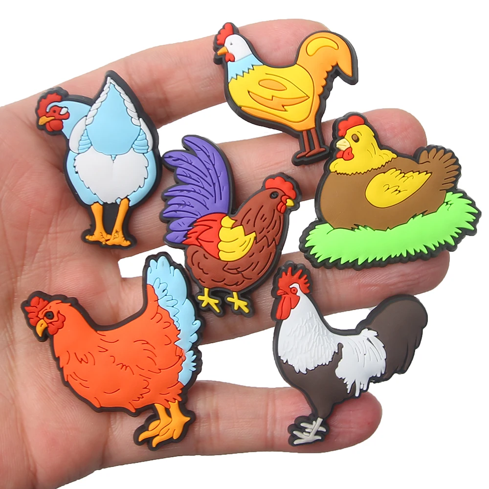 

Lovely Chicken animal Cartoon Shoe Charms Accessories Children Shoe Decorations Fit Wristband Classic Clog Charms Party Present