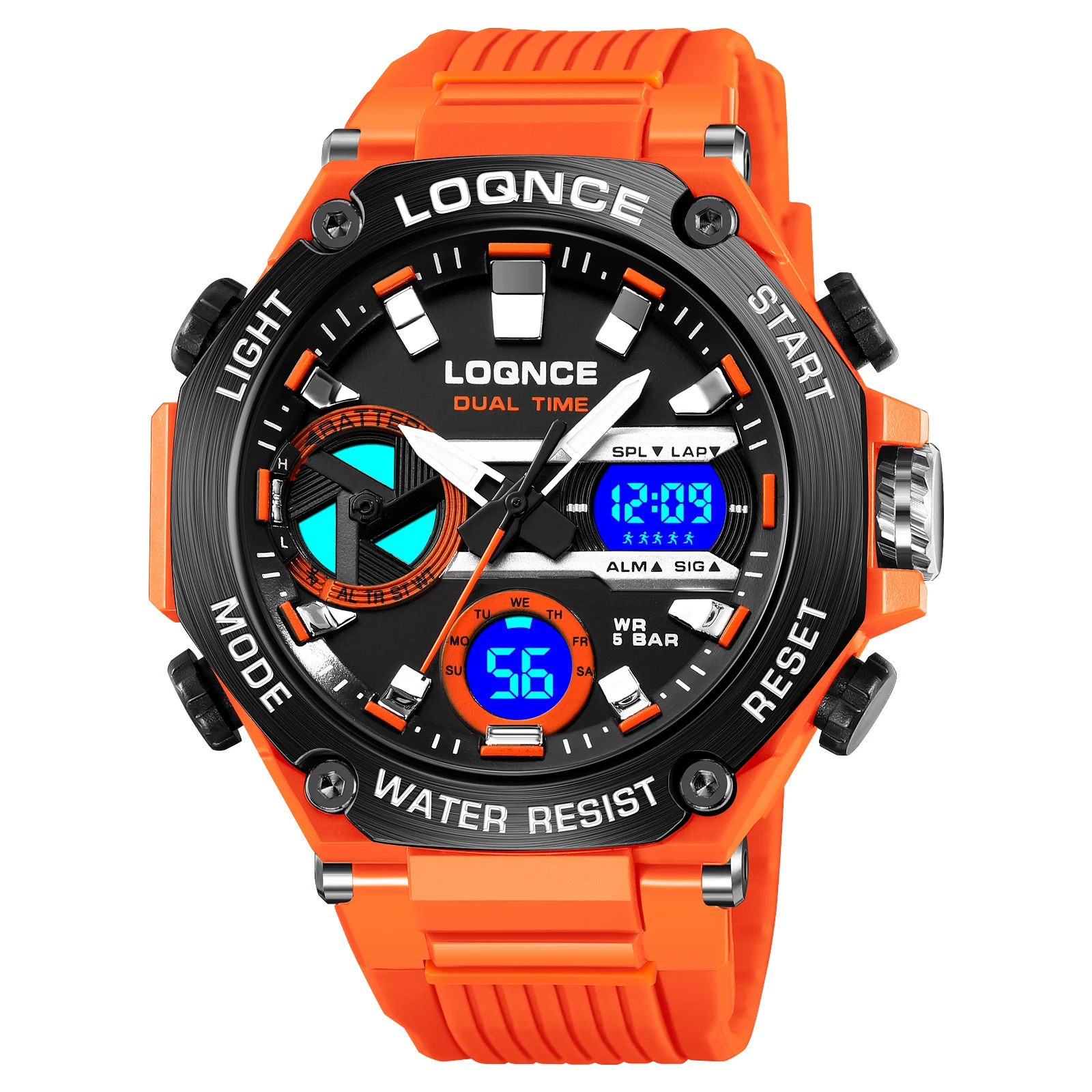 New LOQNCE Fashion  Sport Watchhot sale student Digital Double Time Chronograph Watch Mens LED Chrono Week Display Wristwatches