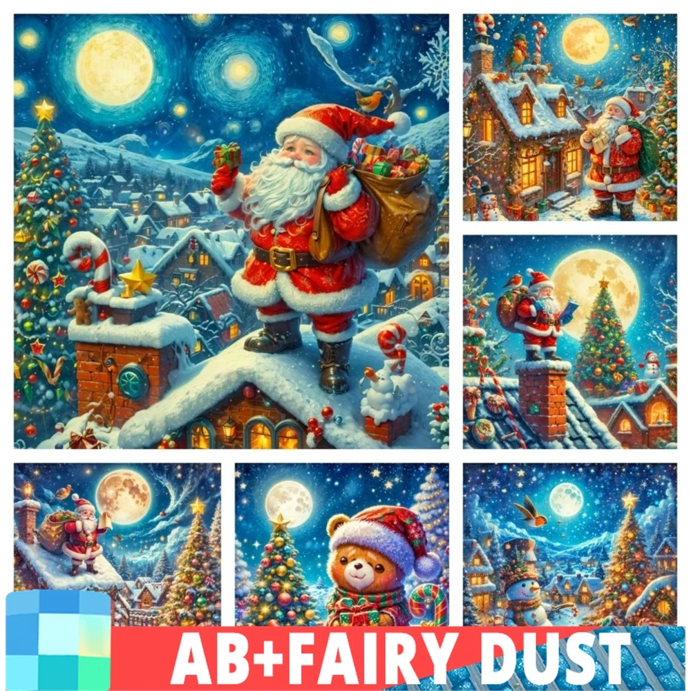 Fairy Dust Ab Kerst Diamond Painting Santa Claus 5d Volledig Mozaïek Diy Kruissteek Borduurpakket Strass Foto Decor