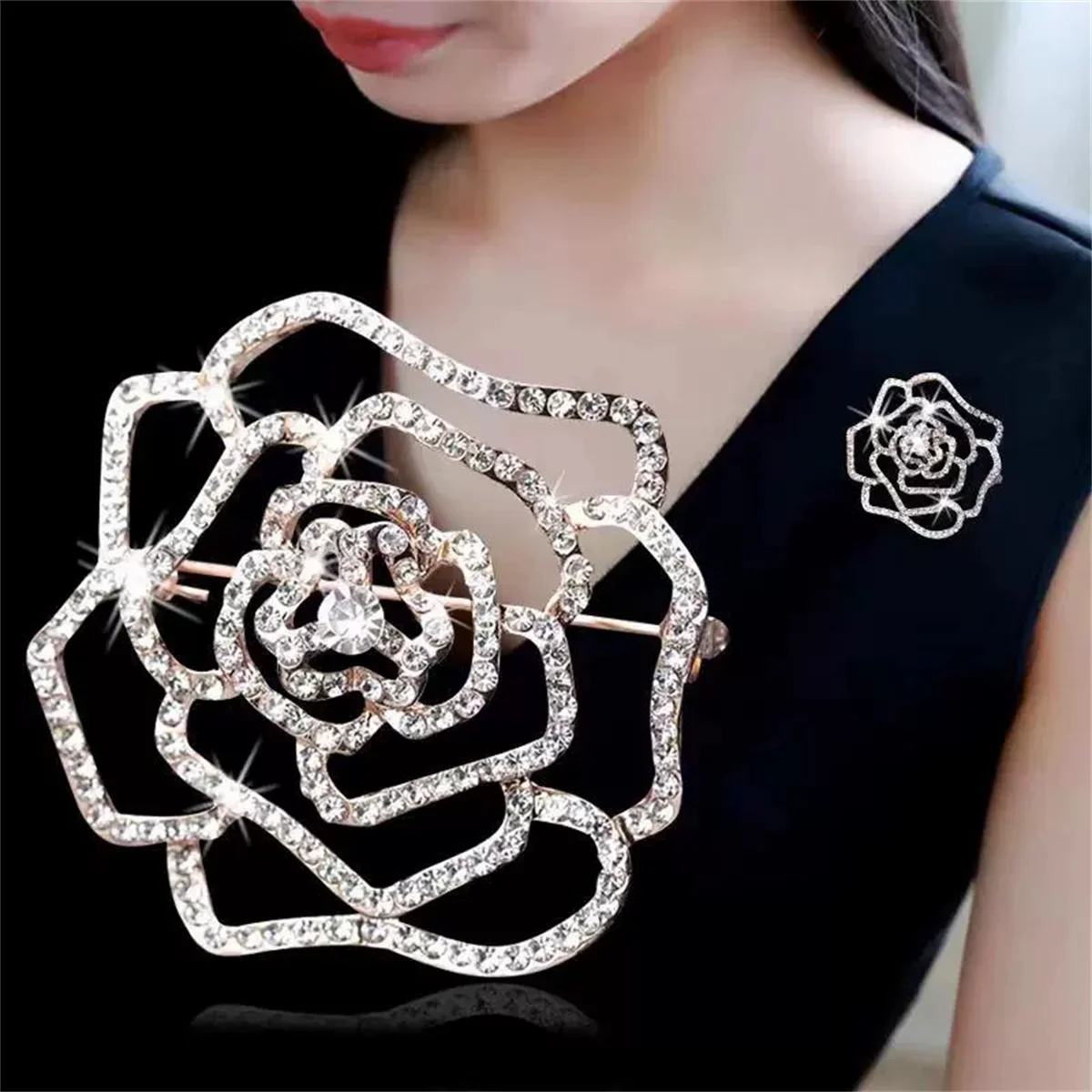 1 قطعة بروش جوفاء ، قصر الأوروبية والأمريكية نمط فاخر مزاجه زهرة مجوهرات حفلة عيد ميلاد هدية 20205