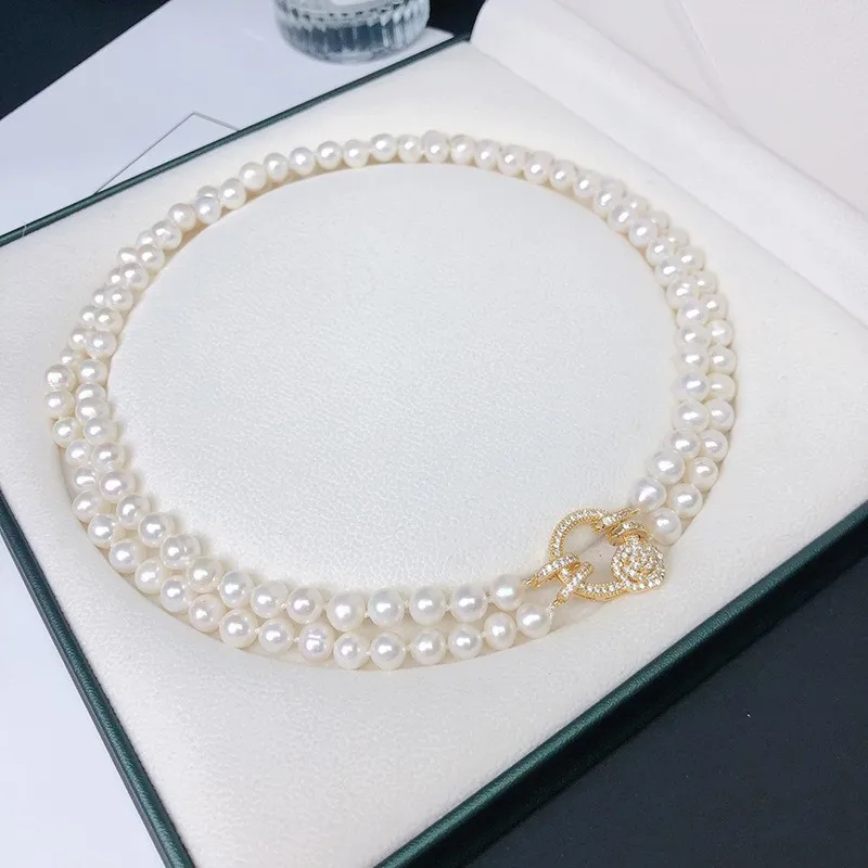 

High-end Freshwater Pearl Necklace for Women, Light Luxury Niche Design, Elegant Double-layer Collarbone Chain, Versatile Gift f