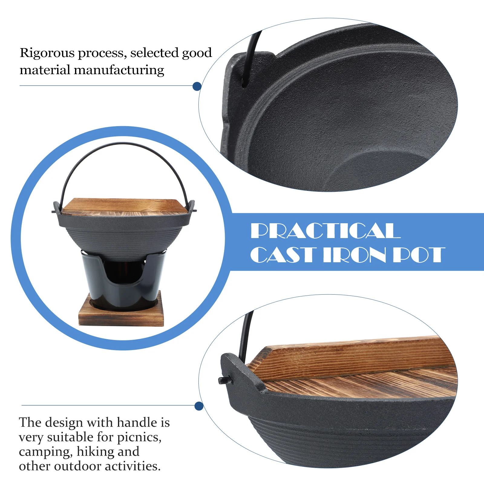 

1 set 1 Set Cast Iron Sukiyaki Hot Pot Japanese Style Non-Stick Cooking Utensil High Temperature Resistant Soup Pot For