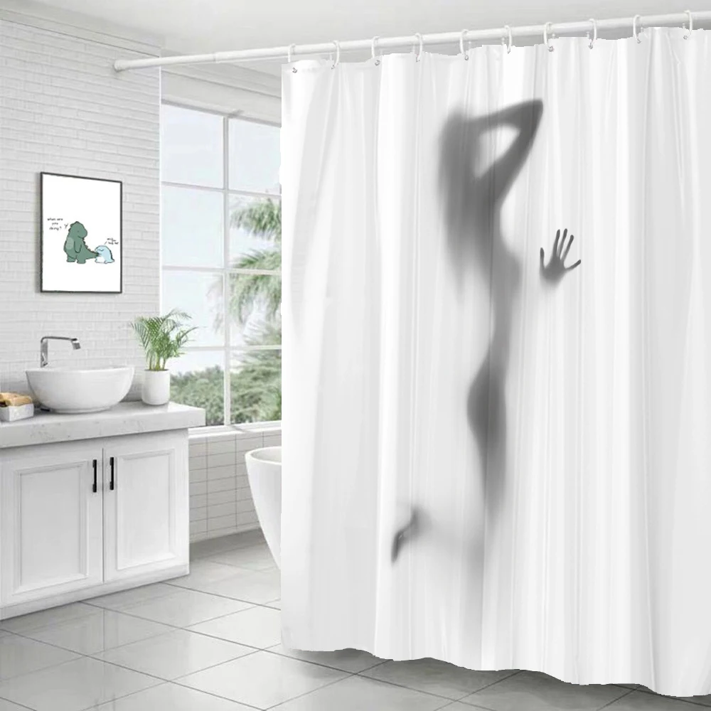 Nude Women Shadow Shower Curtain With Hook hot Sexy Girl Bathroom Set Non-slip Carpet Toilet Cover Pad Bath Mat for Home Decor