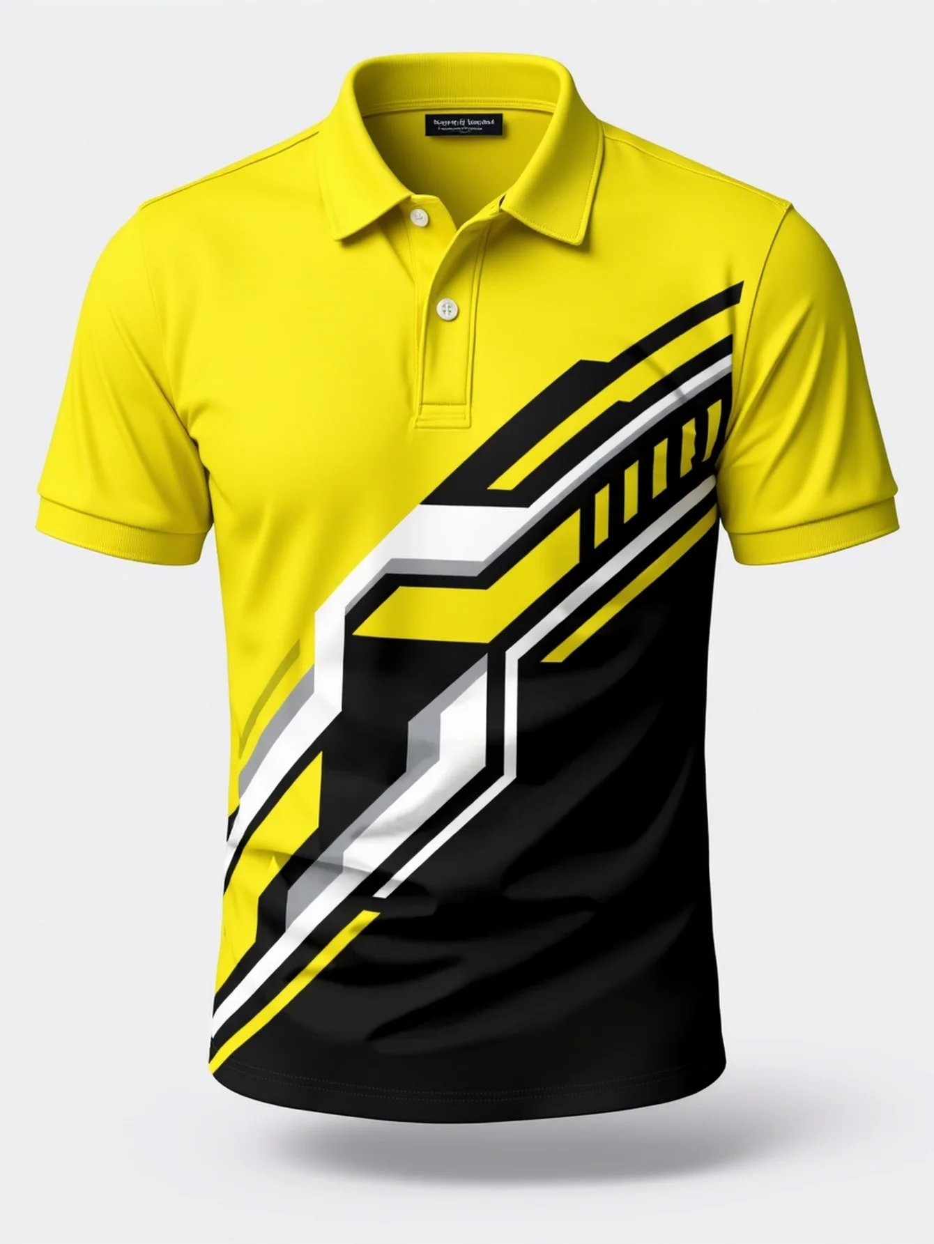 Men's 3D Print Yellow Black Geometric Stripe Techwear Short Sleeve Polo Shirt Streetwear