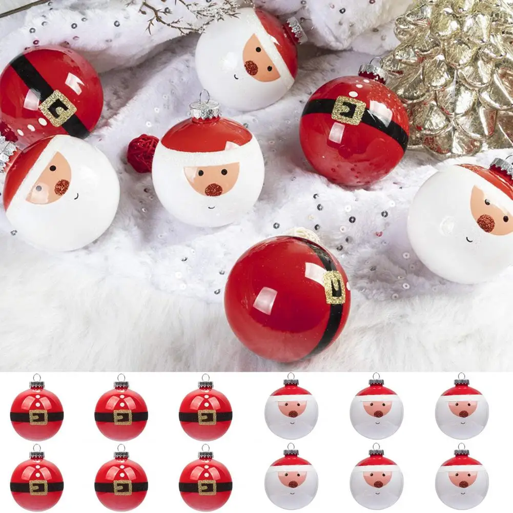 12Pcs 6cm Xmas Balls Glossy Surface Santa Claus Design Christmas Decoration Reusable Christmas Tree Hanging Balls for Party