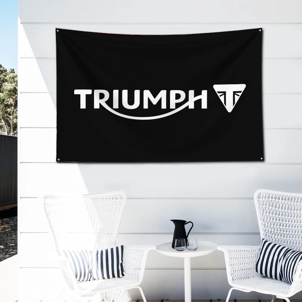 TRIUMPHs Feel Polyester Digital Printing Banner, Federation Motorcycle Manufacturer, Wall Art, Out Door Decoration, Oeillets, 3x5