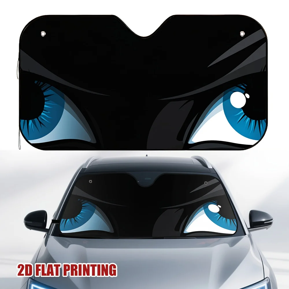 1pc Mystic Blue Eyes Car Sun Visor - 2D Flat Printing, Heat-Reducing & Cooling Car Interior Accessory, Fit For All Vehicles, Sty