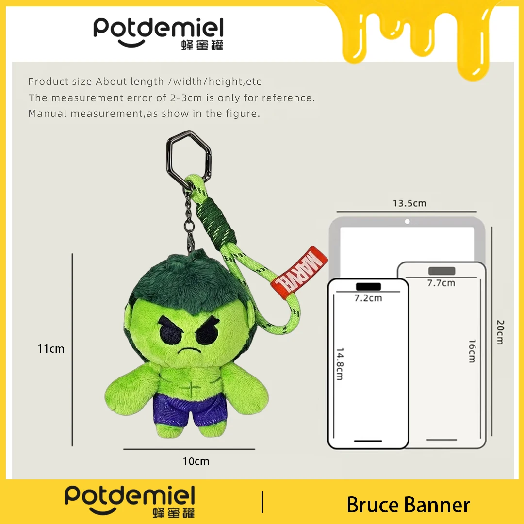 Potdemiel Marvel Hulk Plush Bag Pendant Bold Powerful Cartoon Ornament Gift For Teens Boys Daily Backpack Handbag Wallet Decor view 3