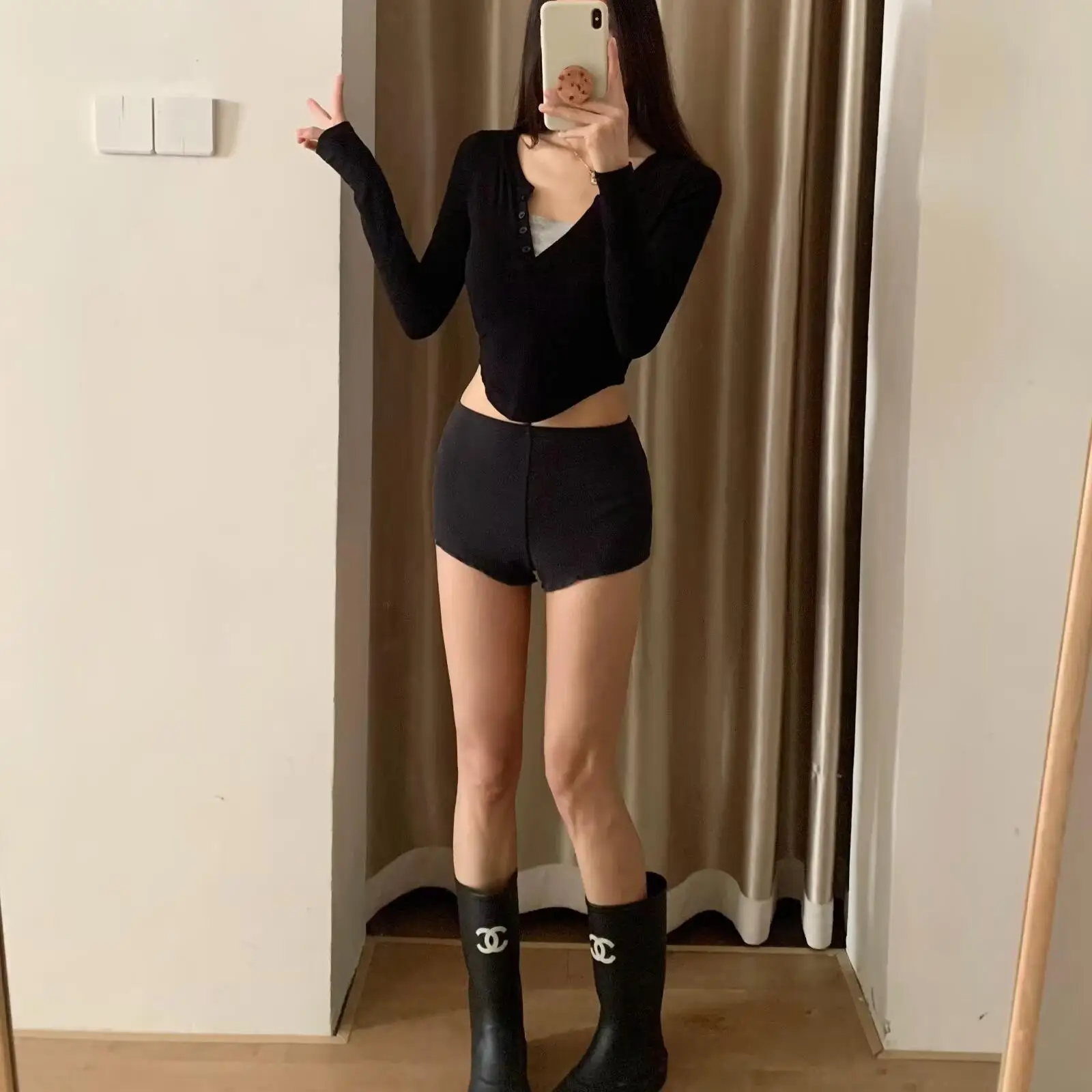 عالية الخصر سليم صالح orts المرأة ملابس المنزل مباراة داخلية مكافحة الضوء الصيف Se السراويل لون نقي قاعدة طبقة السراويل #3