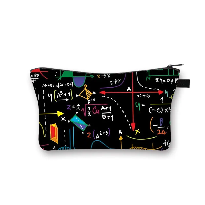 Physics Mathematics Print Cosmetic Case Math Makeup Storage Pouch Beauty Bag Wash Bag Napkin Bag Lipstick Bags Jewelry Organizer