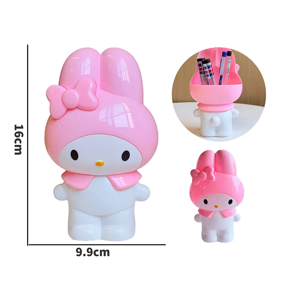 Cute Kawaii Sanrio Characters Figure Pen Cup Hello Kitty Kuromi My Melody Desktop Storage Decor Collectible Toy Gift Office view 4