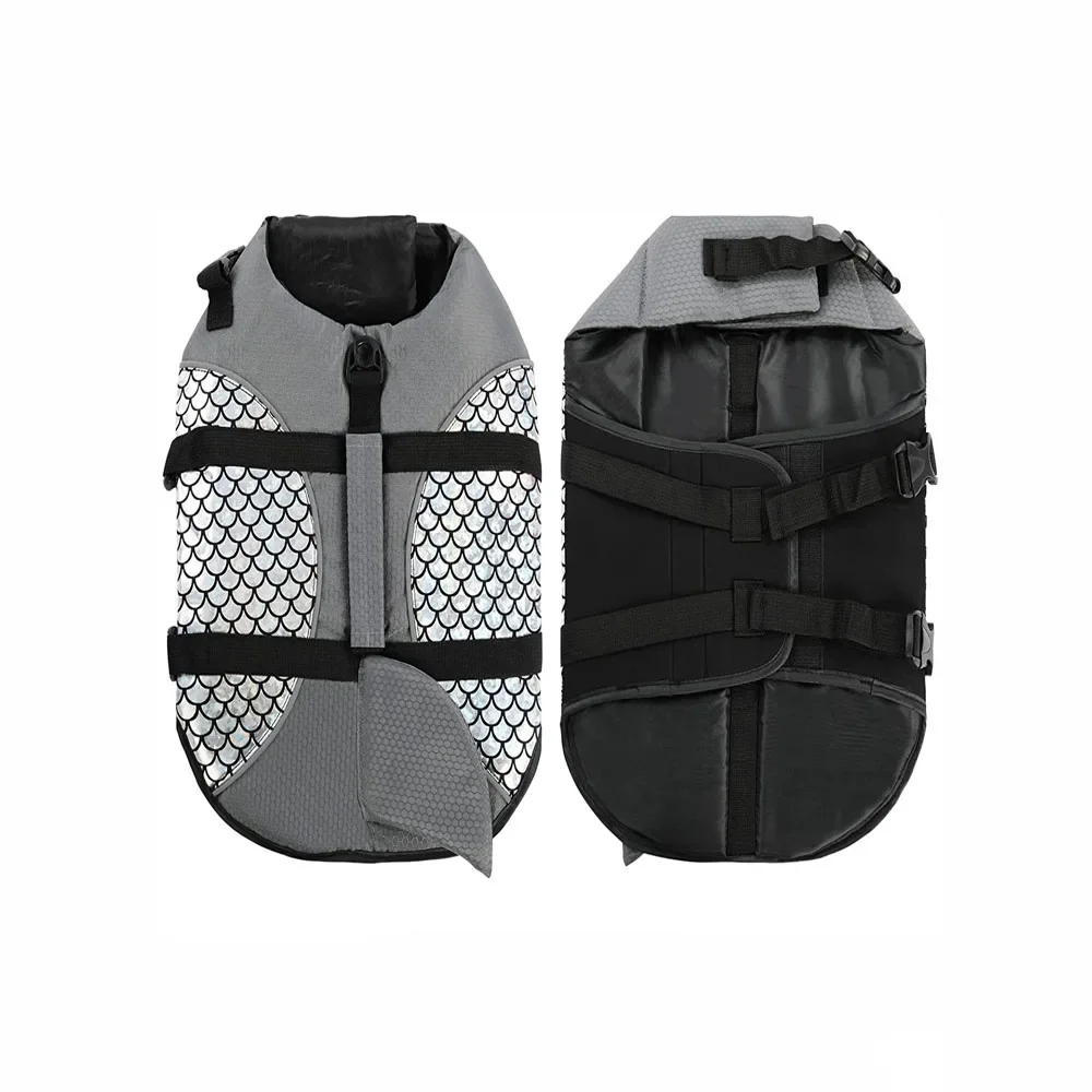 Dog Life Jacket Shark Pets Life Vest Adjustable Ripstop Dogs Swimming Safety Vest With Superior Buoyancy Rescue Handle For Dogs