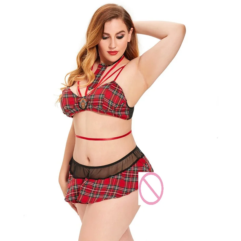 2025 새로운 패션 여성의 섹시한 롤 플레잉 학생 제복 코스프레 이국적인 대형 여학생 란제리 드레스 XXL 파티 의상