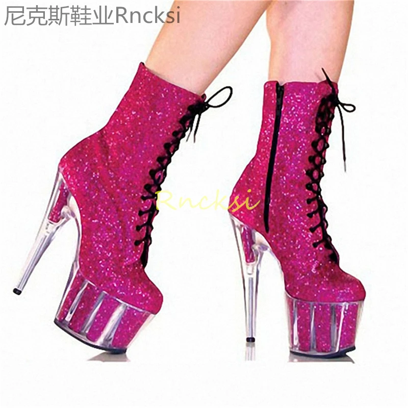 

17cm High-heeled boots, short boots, spring and autumn new women's boots, thin-heeled round low boots, fashion bootsts