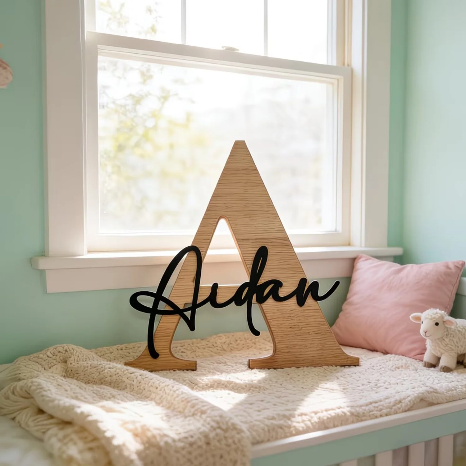 1Pc Custom Cartoon Alphabet Name Wooden Name Plaque,Home Room Office Wall Door Decor,DIY Paintable,Nursery Birthday Wedding Gift