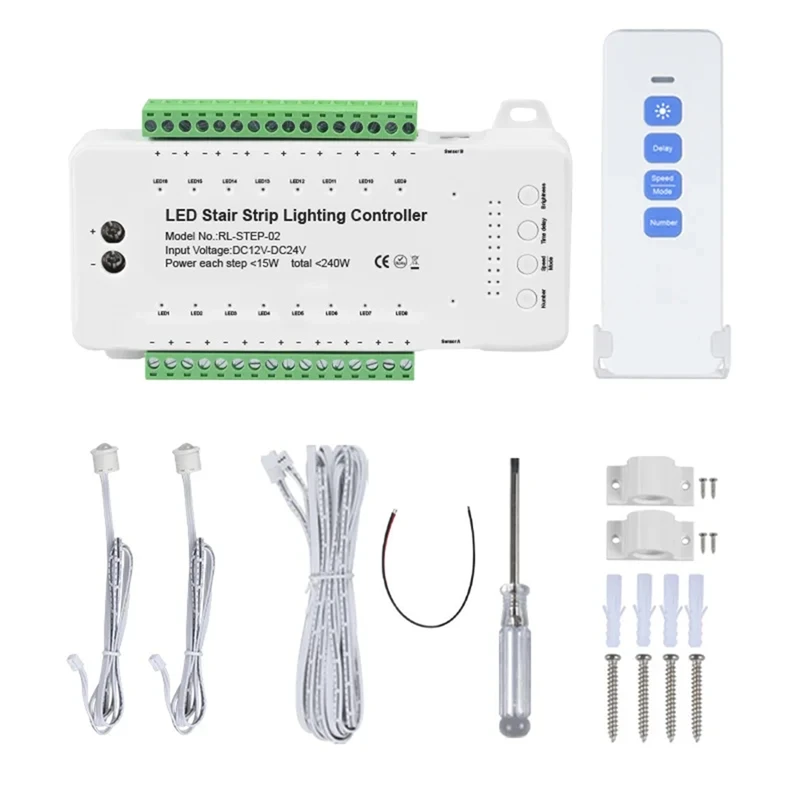 

ABRE-16 каналов светодиодный светильник для лестницы контроллер лестницы 2 PIR для внутреннего гибкого светодиодного светильника COB