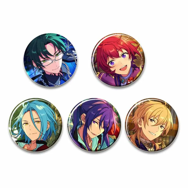 58mm Hot Game Ensemble Stars Enamel Pins Round Tinplate Button Brooch Idol Oukawa Leo Tsukinaga Kohaku Icon Badges Fans Gift