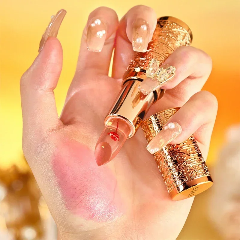 Le rouge à lèvres pétale qui change de couleur cristal pour les femmes hydrate le baume à lèvres durable et non collant