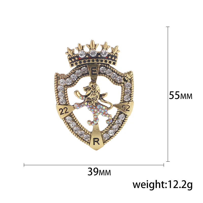 Koreanische Mode Strass Schild Krone Broschen Pins Löwe Tier Abzeichen Revers Pin männer Anzug Hemd Kragen Kleidung Zubehör – Detail 1
