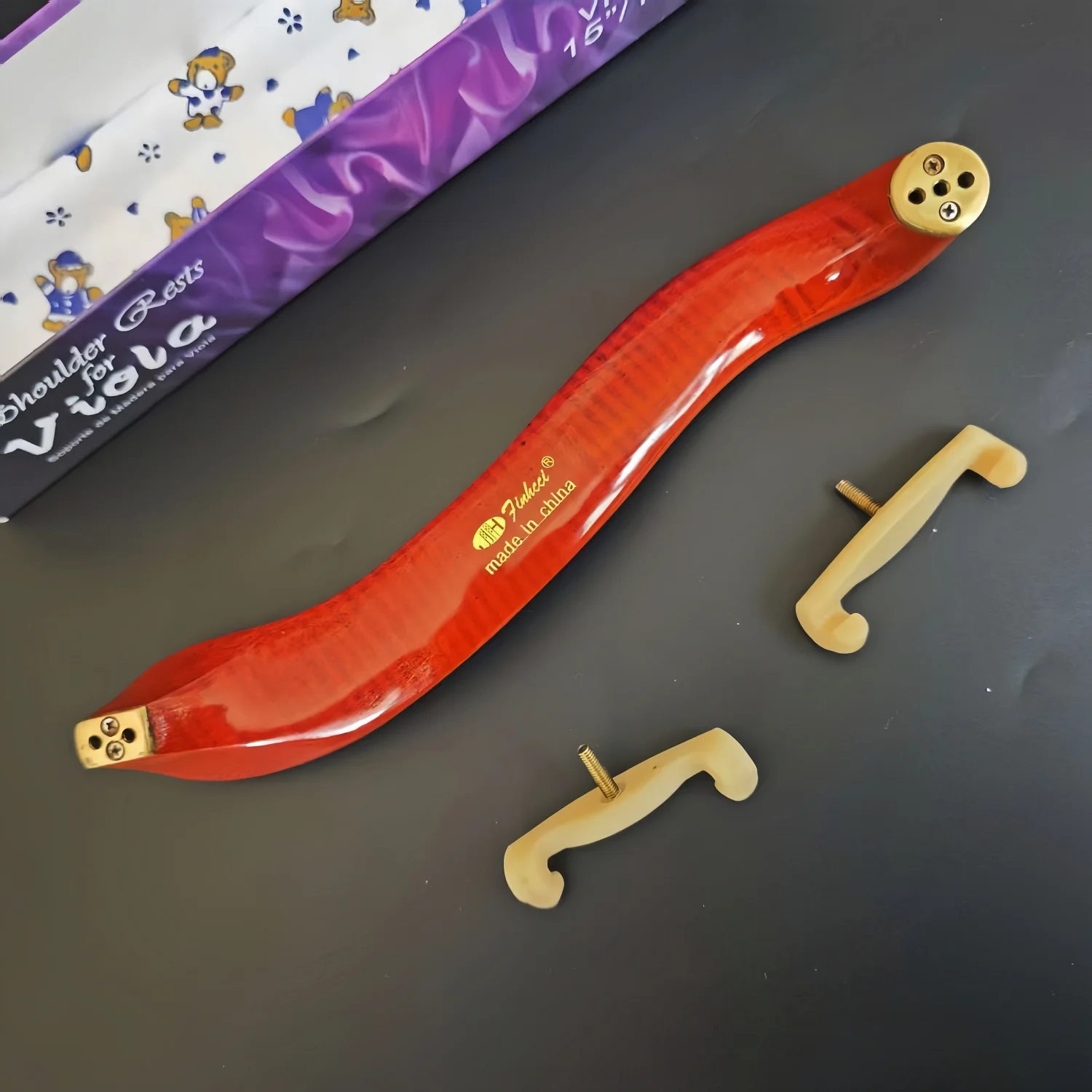 1 Stück Hochwertige Verstellbare Geigen- und Viola-Schulterstütze aus Ahornholz für Größen 4/4-1/8 Geigenteile – Detail 2