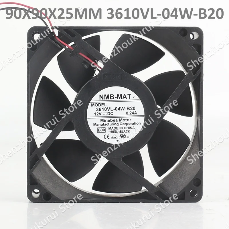 

New NMB 0.24A 9025 90X90X25MM 9CM frequency converter ball bearing two-wire system 3610VL-04W-B20 cooling fan