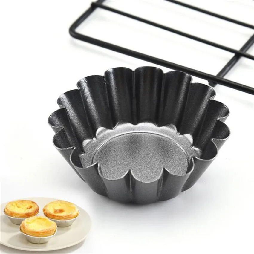 Reusable Non-stick Egg Tart Mold Diameter 6.5cm Flower Shaped Egg Tart Moulds Baking Tools Kitchen Cupcake Mould Cakes Molds