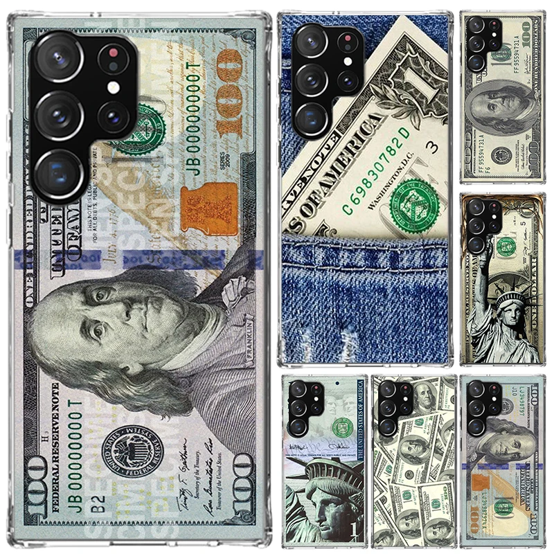 Banknote Dollar Cash Money Phone Case for Samsung Galaxy S25 S24 S23 Ultra S25 Edge S22 S21 Plus S20 FE S10 + Soft Print Shell F