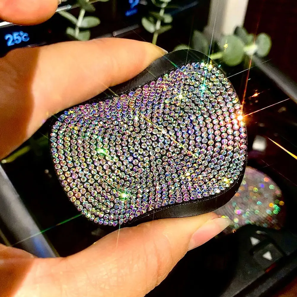 

2pcs Rhinestone Coasters PVC Anti-slip Pad for Car Home Office Cup Holder Round Heat Resistant Easy Clean Decorative